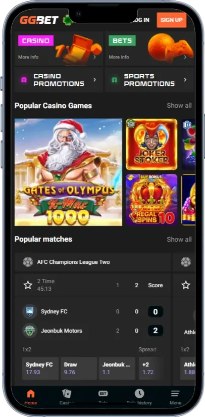 Головна сторінка казино GGBet
