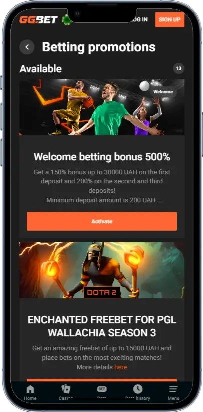 Спортивні акції в казино GGBet