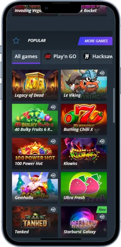 Популярные игры в Jet Casino