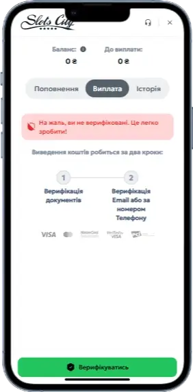 Slots City вивід виграшу