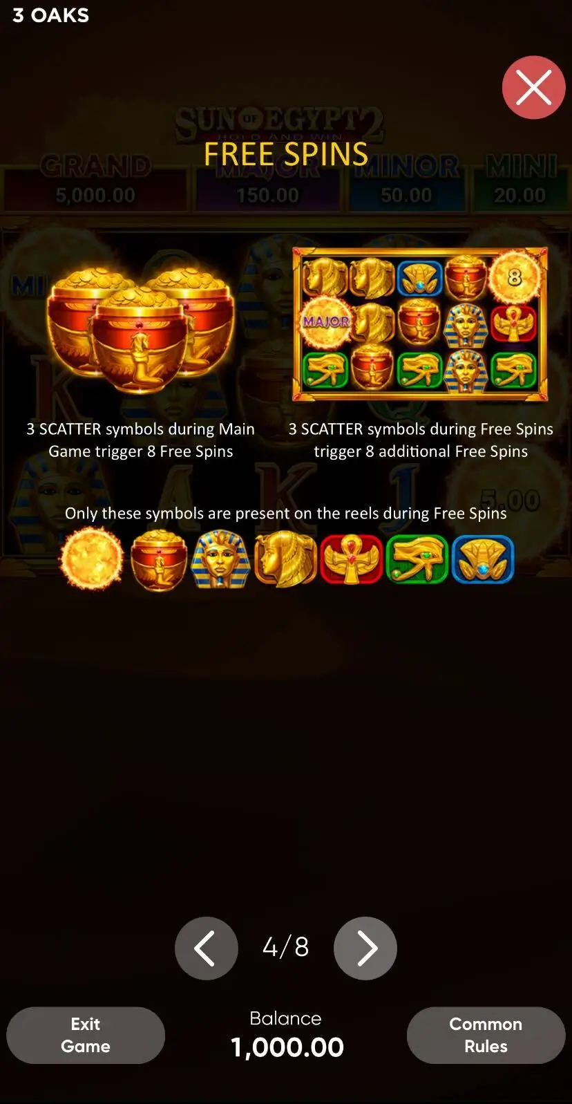 Sun of Egypt 2 Безкоштовні оберти